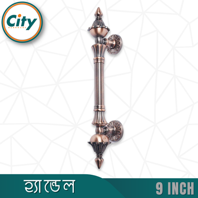 ৯ ইঞ্চি ডোর হ্যান্ডেল অ্যান্টিক পলিশ করা মিনার মডেলের ক্লাসিক দরোজার হাতোল_img_2