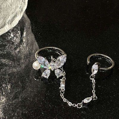 Parl stone butterfly chain fingers ring (Adjustable)Best premium quality_img_0