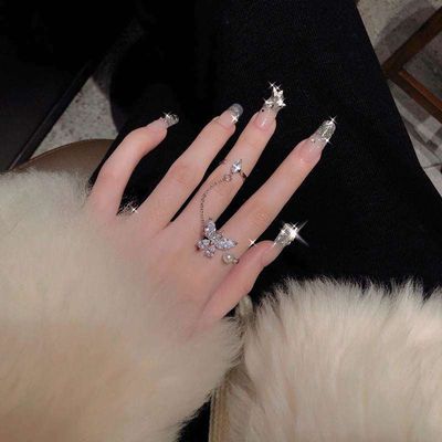 Parl stone butterfly chain fingers ring (Adjustable)Best premium quality_img_1