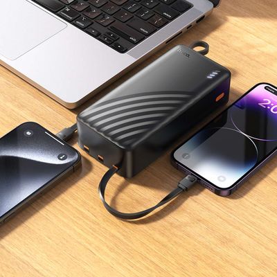 Hoco J146B Fast Charge 30000mAh PD Type-C 20W and USB-A with Digital Led Indicator Power Bank Black_img_3