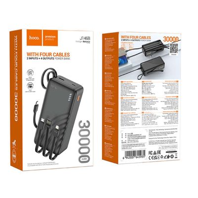 Hoco J146B Fast Charge 30000mAh PD Type-C 20W and USB-A with Digital Led Indicator Power Bank Black_img_4