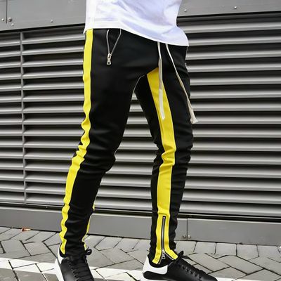 Casual Men's Sweatpant Trouser (Black+Yellow)_img_1