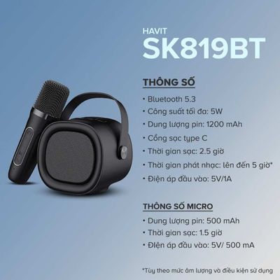Havit SK819BT Mini Portable Karaoke Bluetooth Microphone Wireless Speaker_img_2