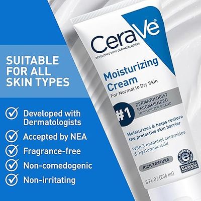 CeraVe Moisturizing Cream, Face Body Moisturizer, (Normal to Dry Skin)_img_2