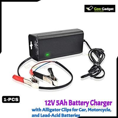 Portable 12V 5A Smart Battery Charger with Alligator Clips_img_0