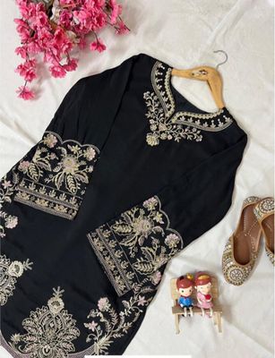 Black With Embroydari Work Two Piece_img_0
