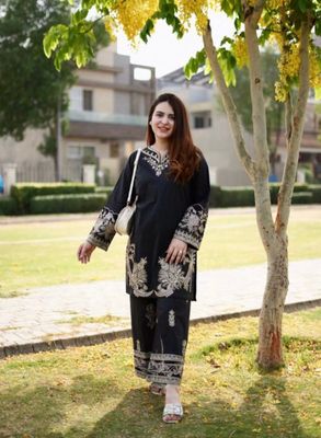 Black With Embroydari Work Two Piece_img_1