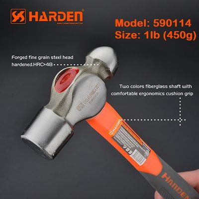 HARDEN Ball Pein Hammer ( 1.0 Lbs | 1.5Lb |  2.0 Lbs ), With Fiberglass Handle; 590114 | 590116 | 590119_img_2