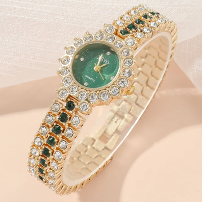 Attractive Watch, Bracelet, Earrings And Chain Combo Set For Girls_img_2