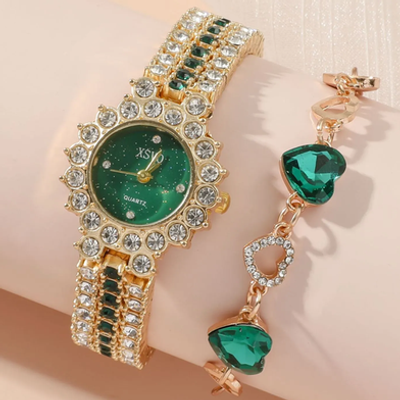 Attractive Watch, Bracelet, Earrings And Chain Combo Set For Girls_img_3