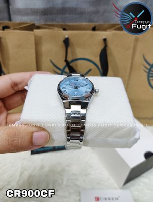 Curren 9095 Ladies Chain Watch- Seablue Dial- Silver Bezel- Silver Chain- TF Code CR900CF_img_7
