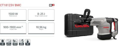 CROWN Professional Rotary Hammer, 1500W, 25J, 11kg, SDS-MAX; CT18123V BMC_img_1