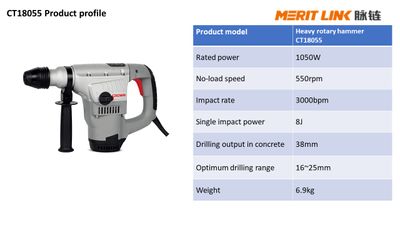 CROWN Professional Rotary hammer, 38mm, 1050W, 8J; CT18055_img_2