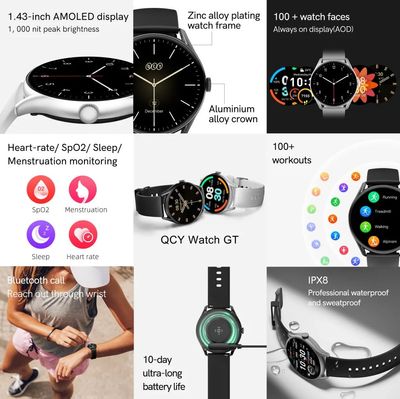 QCY Watch GT Smart Watch Retina AMOLED Display- Black Color ._img_1