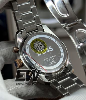 BOSS 1514252 Grand Prix 44 Qtz Fashion Chrono Grey Round Dial Men's Watch|Two Tone Stainless Steel Material|Silver Color Band_img_4