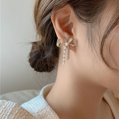 Twist metal bow drop earring_img_1