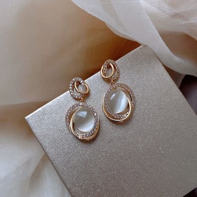 Hellow out oval drop earrings_img_3