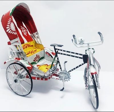Metal Rickshaw Showpiece Miniature, Hand Painted and Home Made Decor_img_0