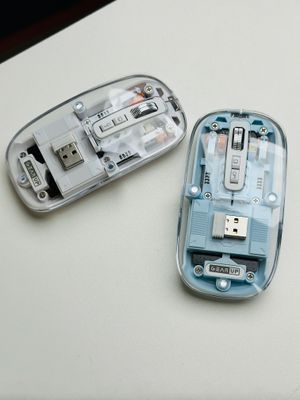 GearUP WM30 Transparent Crystal 2.4G + Bluetooth Magnetic Wireless Mouse- Blue Color_img_10