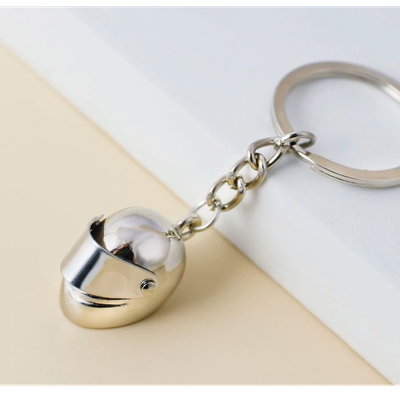 Silver Motorcycle Helmet Model Key Ring_img_2