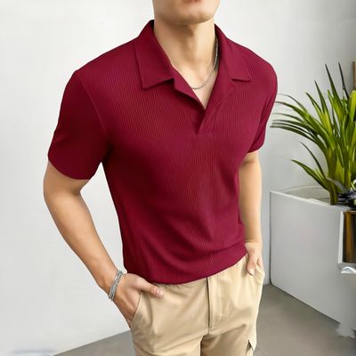 Koreans Polo Open Neck T-shirt_img_1