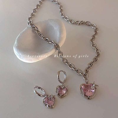 Peach Galaxy Love Necklace and Earring for Women_img_0