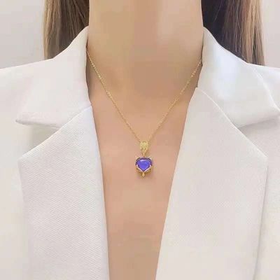 Color Stone Fox Pendant Necklace For Women_img_0
