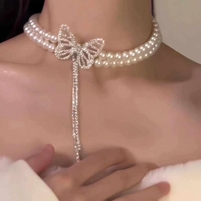Big Butterfly 2leyar pearl choker_img_1