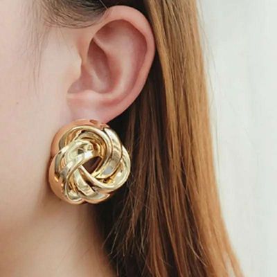 Wield and Fire trendy earrings 3 cm Only Gold colour_img_0