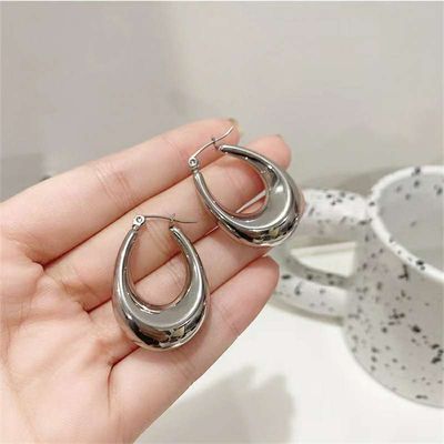 Titanium steal hellow water drop earring_img_2