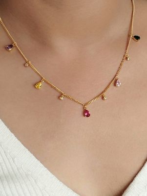 Multicoloured droplets charm necklace_img_0