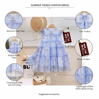 Kids Girls Summer Party Dress – Blue Tie-Dye Ruffle Gown ( 2 to 6 years)_img_1
