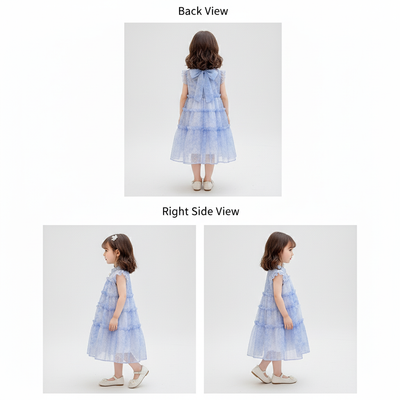 Kids Girls Summer Party Dress – Blue Tie-Dye Ruffle Gown ( 2 to 6 years)_img_2