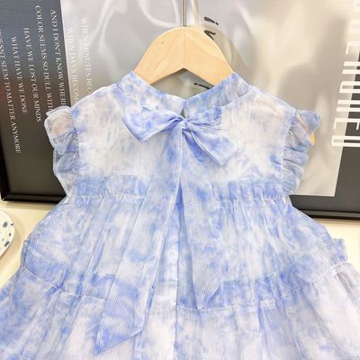 Kids Girls Summer Party Dress – Blue Tie-Dye Ruffle Gown ( 2 to 6 years)_img_4