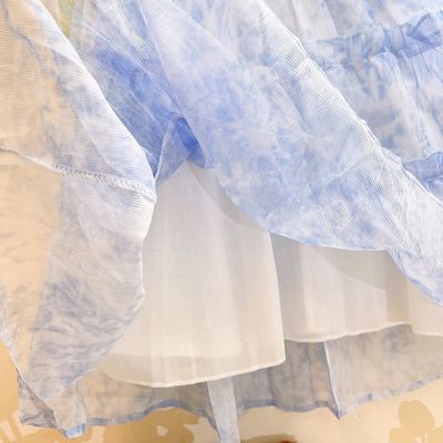 Kids Girls Summer Party Dress – Blue Tie-Dye Ruffle Gown ( 2 to 6 years)_img_7
