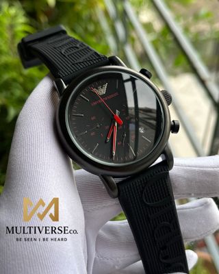 ARMANI CHRONO FULL BLACK SILICONE BELT (AA)_img_0
