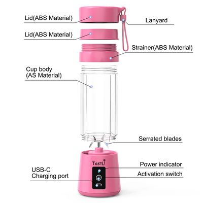 Portable Blender, Personal Mini Bottle Travel Electric Smoothie Blender Maker Fruit Juicer Cup, with 13oz Bottles_img_2