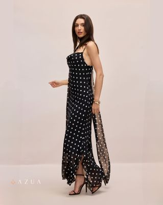 Polka Dot Ruffle Slip Long Dress_img_4