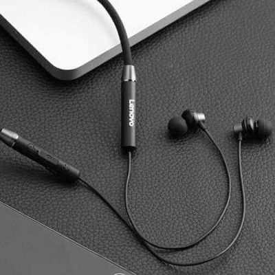 Lenovo HE05 Wireless Bluetooth 5.0 in-Ear Neckband Earphones with Mic - Black Color_img_5
