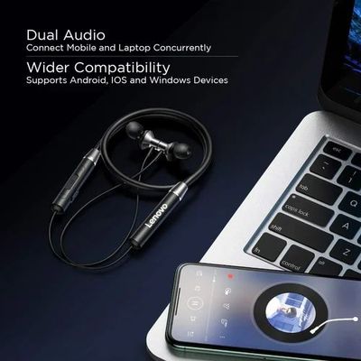 Lenovo HE05 Wireless Bluetooth 5.0 in-Ear Neckband Earphones with Mic - Black Color_img_9