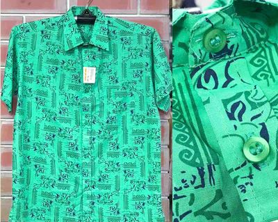 Deep Green Cotton Printed Men Half Shirt_img_0