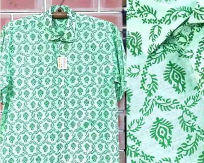 Green Shade Cotton Printed Men Half Shirt | Palli_img_0