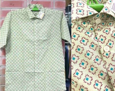 Olive Printed Cotton Men Half Shirt | Palli_img_0