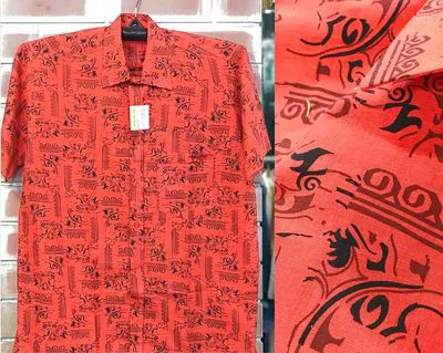 Red Printed Men Half Shirt | Cotton | Palli_img_0