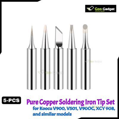 5Pcs Pure Copper Soldering Iron Tip Set for Koocu V900, V501, V90OC, XCY 908, and similar models_img_0
