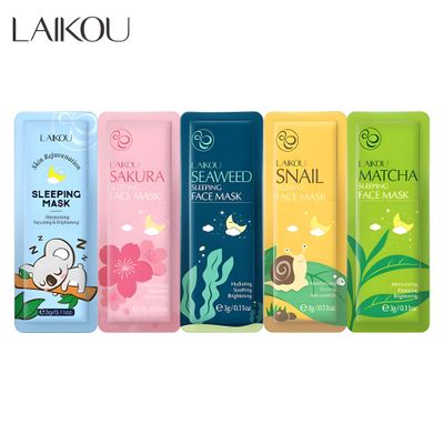 LAIKOU (Skin rejuvenation/Sakura/Seaweed/Snail/Matcha ) Sleeping Mask 5 Pcs face mask_img_0
