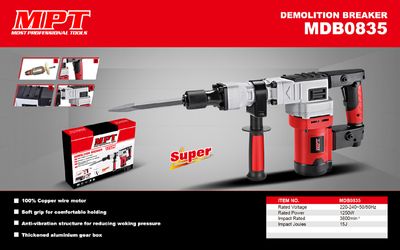 MPT Demolition Breaker, 1250w, 15J, 3800/min, Model: MDB0835_img_1