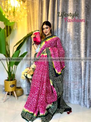 প্রিমিয়াম কোয়ালিটি কটন আরামদায়ক ভেজিটেবল বাটিক শাড়ি (LF-S-318)_img_0