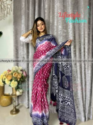 প্রিমিয়াম কোয়ালিটি কটন আরামদায়ক ভেজিটেবল বাটিক শাড়ি (LF-S-320)_img_0