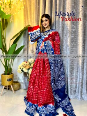 প্রিমিয়াম কোয়ালিটি কটন আরামদায়ক ভেজিটেবল বাটিক শাড়ি (LF-S-324)_img_0